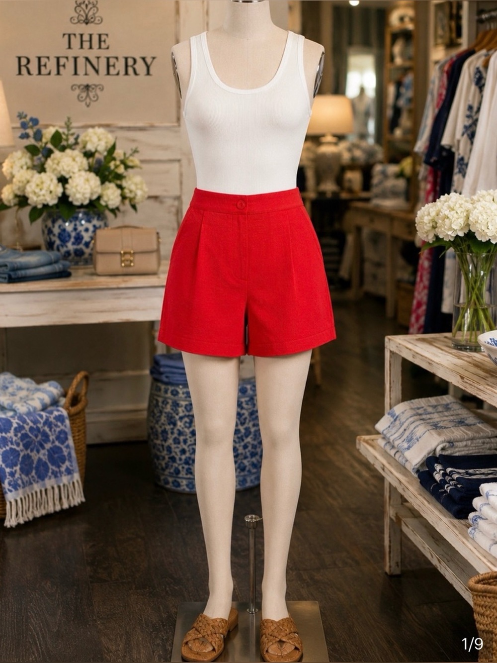 TIMING - Red High-Waist Pleated Women's Shorts NWT